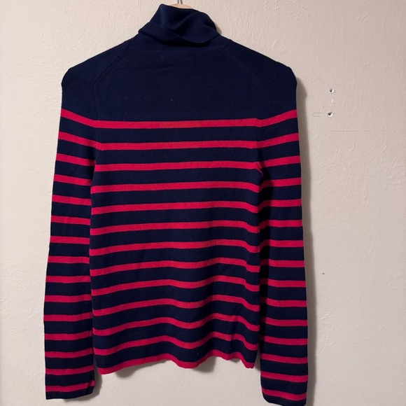Equipment Femme cashmere striped cowl neck sweater navy and red Size XS